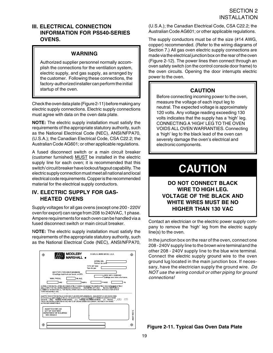 Caution | Middleby Marshall PS540 User Manual | Page 23 / 76