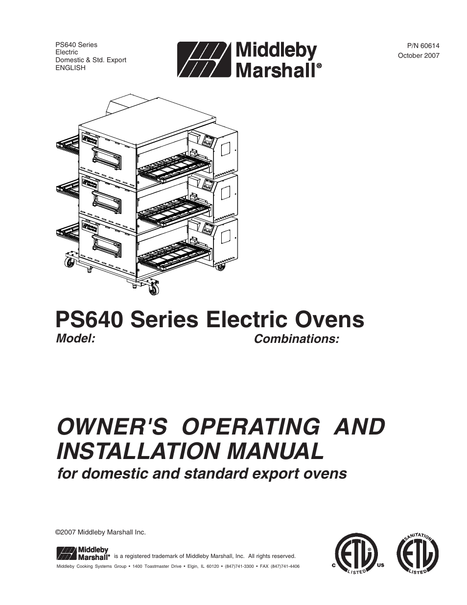 Middleby Marshall PS640E User Manual | 32 pages