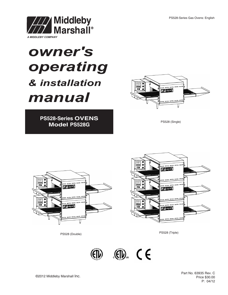 Middleby Marshall Oven PS528G User Manual | 48 pages