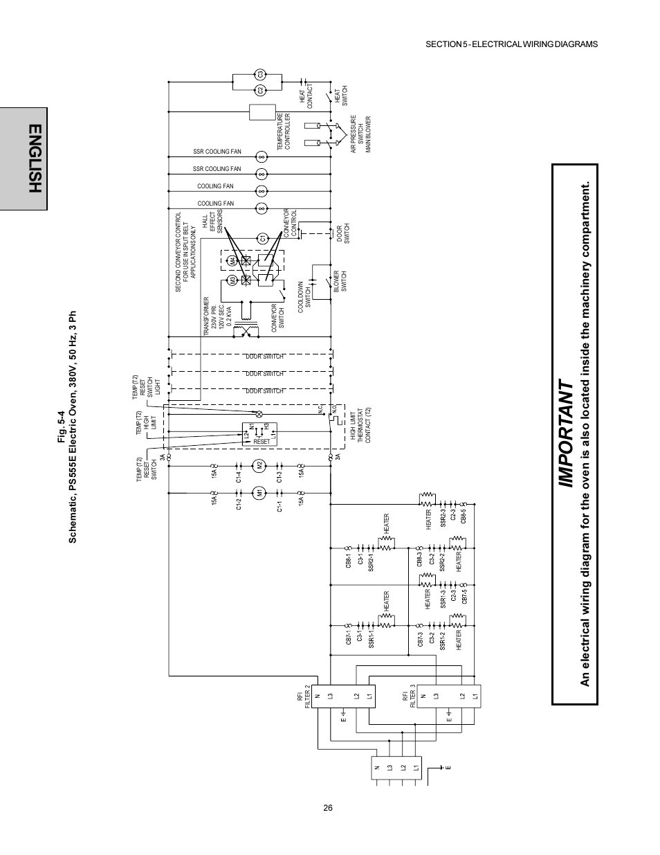 Impor tant, English | Middleby Marshall PS500 User Manual | Page 26 / 28