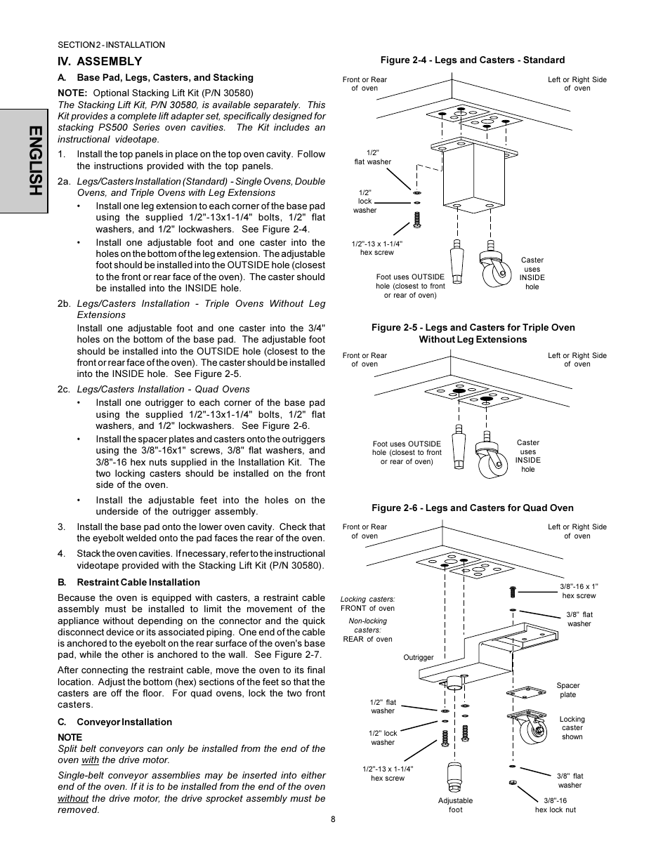 English, Iv. assembly | Middleby Marshall PS500 User Manual | Page 8 / 28