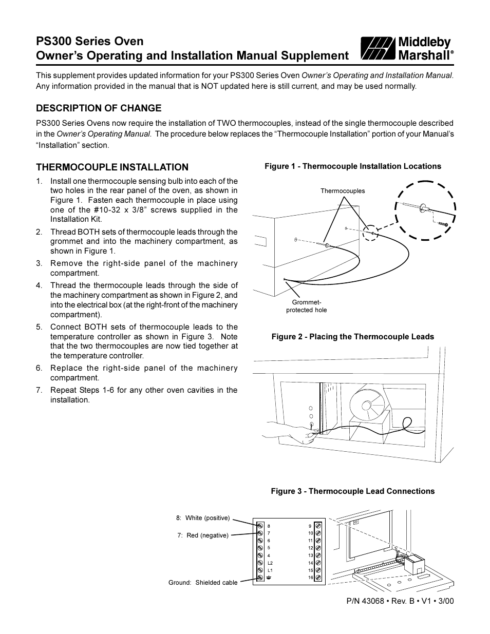 Middleby Marshall PS300 User Manual | 1 page
