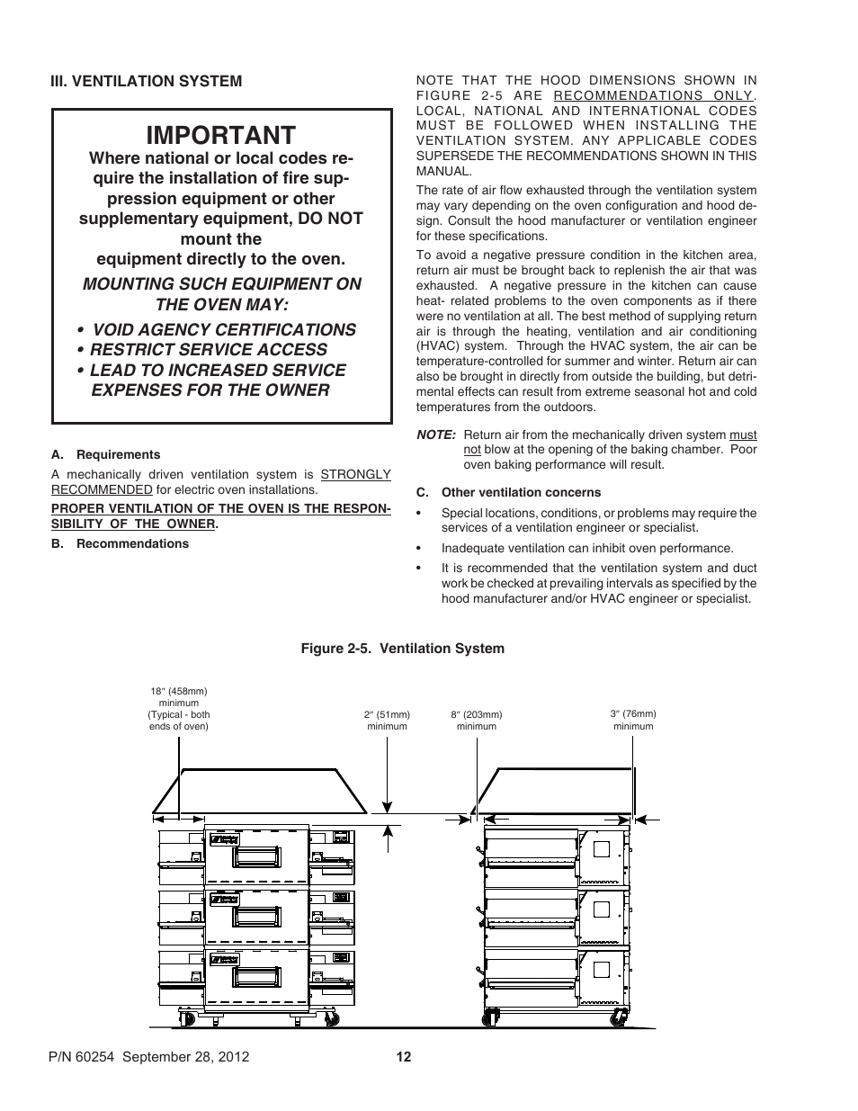 Important | Middleby Marshall PS740 Series Electric Ovens 60254 User Manual | Page 16 / 36