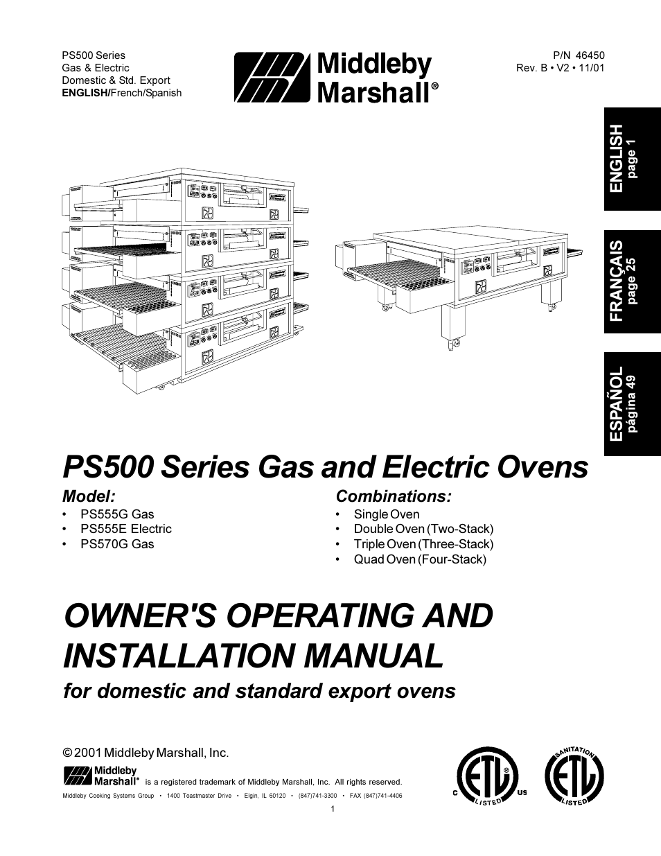 Middleby Marshall PS555G GAS User Manual | 24 pages