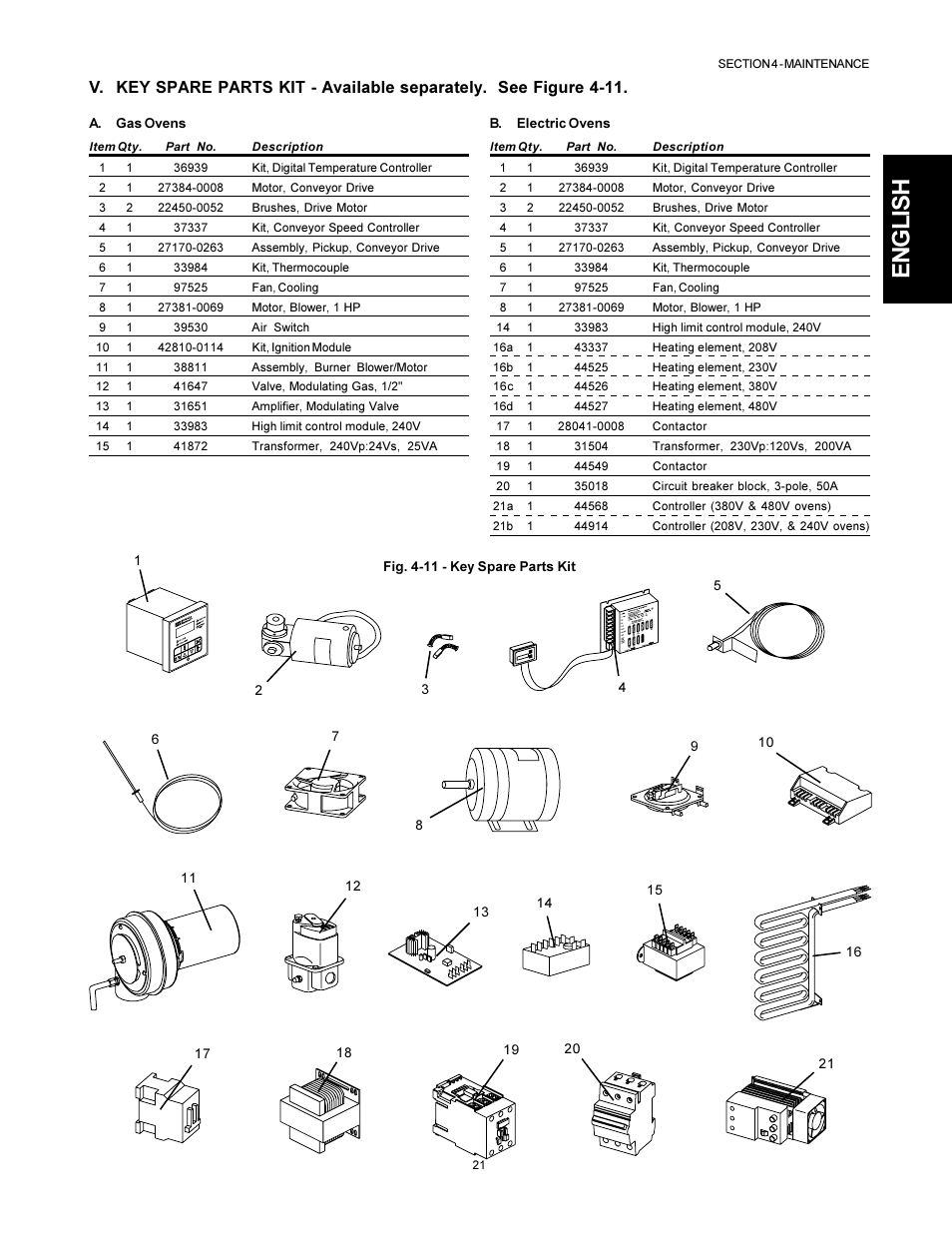 English | Middleby Marshall PS555G GAS User Manual | Page 21 / 24