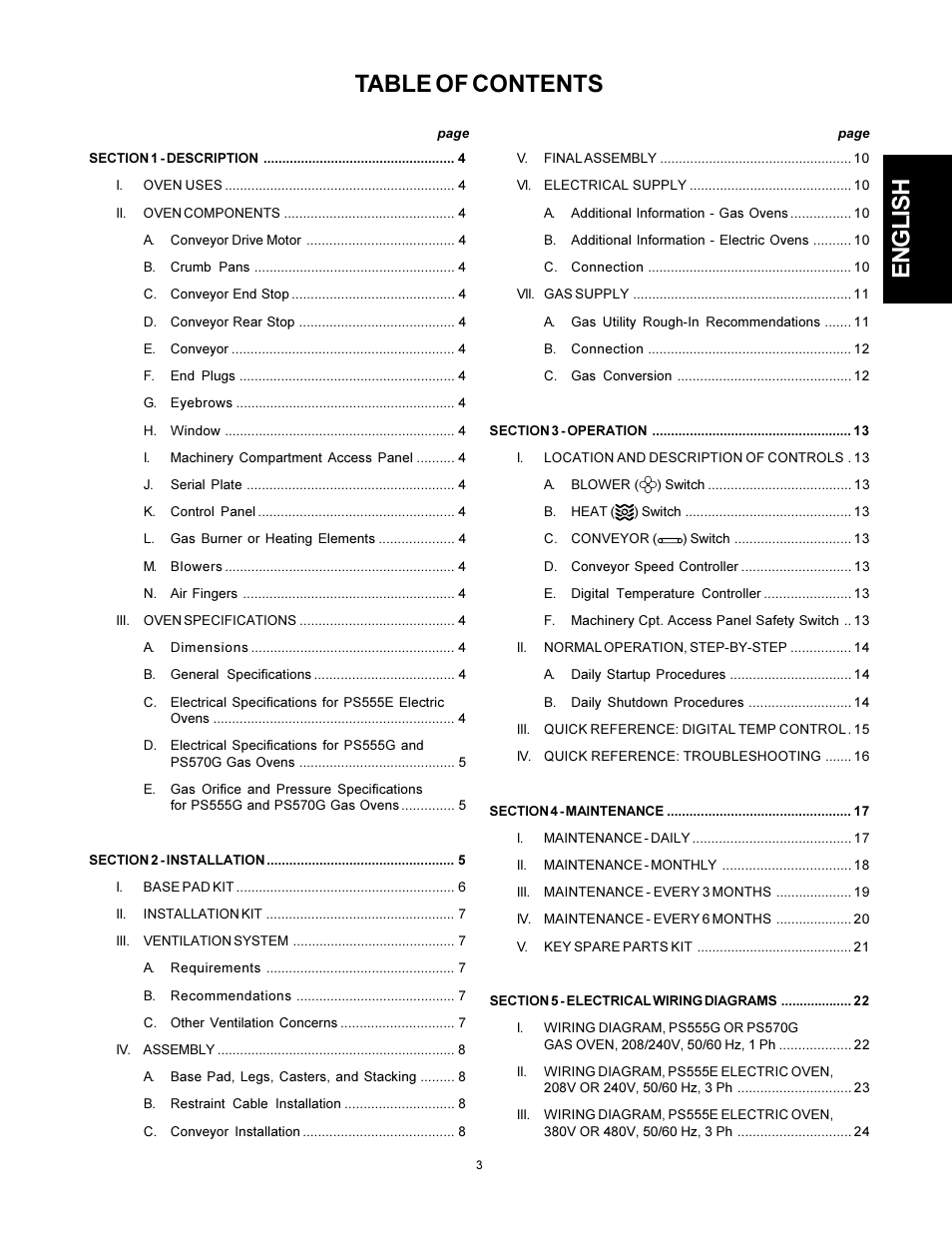 Middleby Marshall PS555G GAS User Manual | Page 3 / 24
