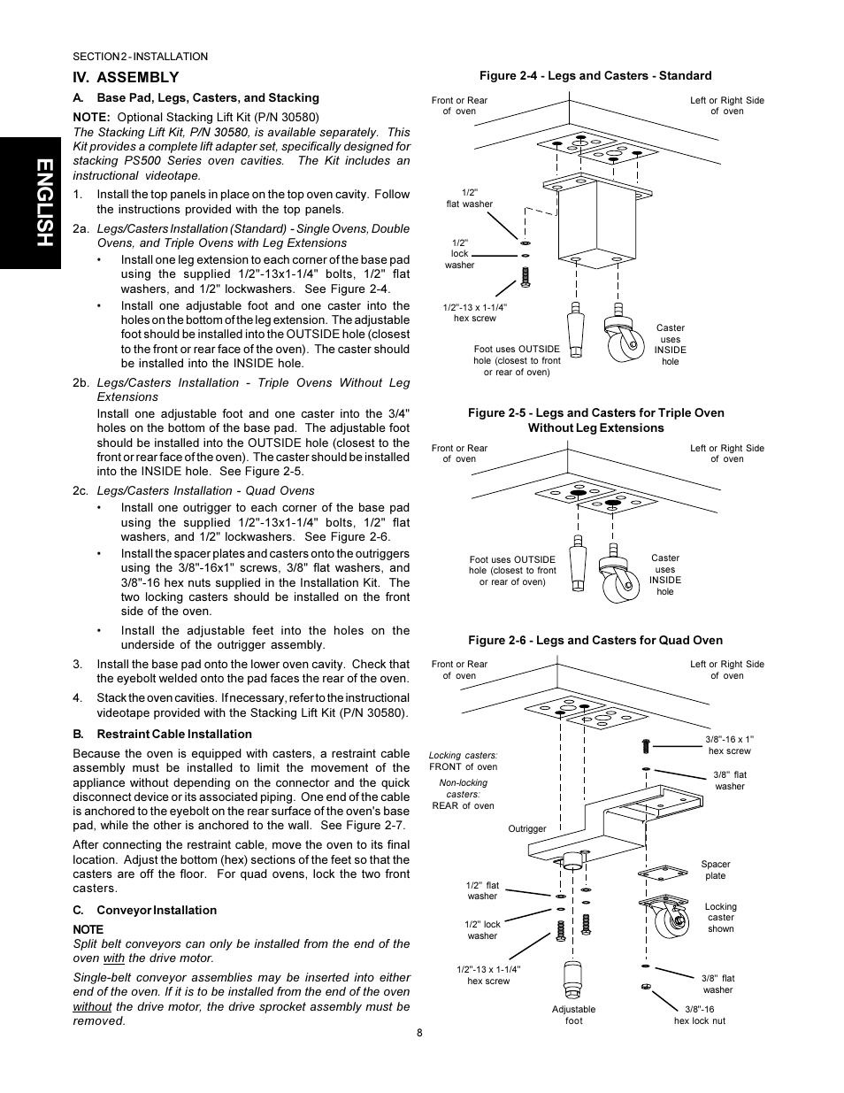 English, Iv. assembly | Middleby Marshall PS555G GAS User Manual | Page 8 / 24