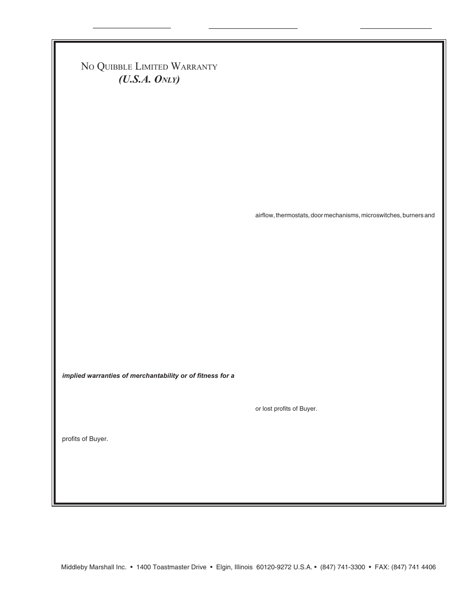 Middleby marshall n, U.s.a. o | Middleby Marshall PS528-SERIES PS528G User Manual | Page 3 / 48