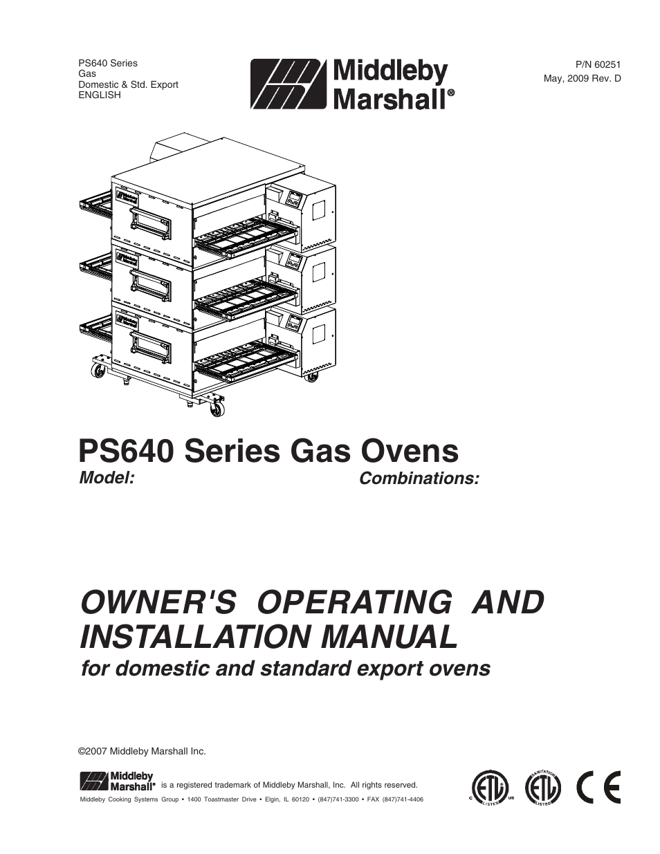 Middleby Marshall PS640 User Manual | 36 pages
