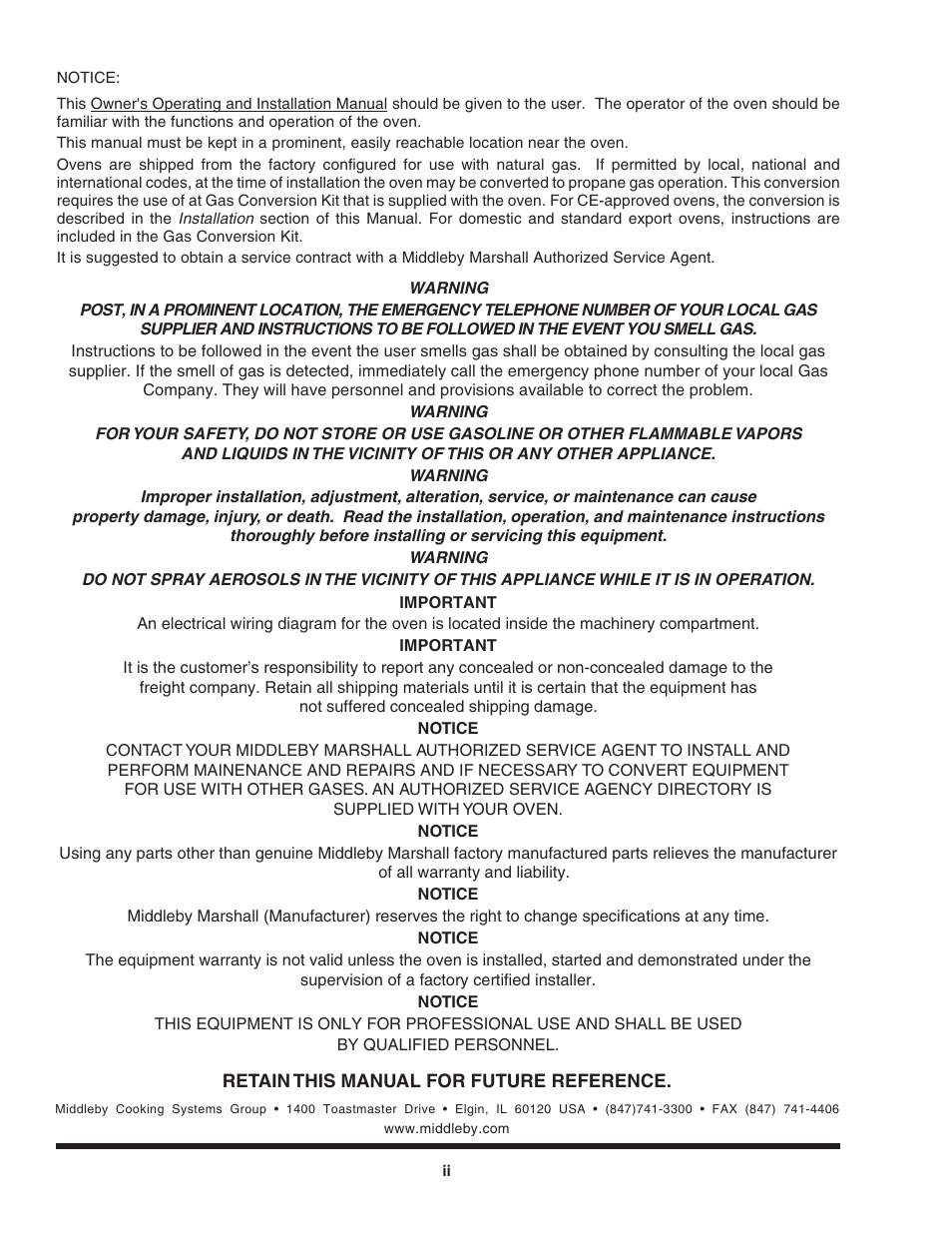 Middleby Marshall PS640 User Manual | Page 2 / 36