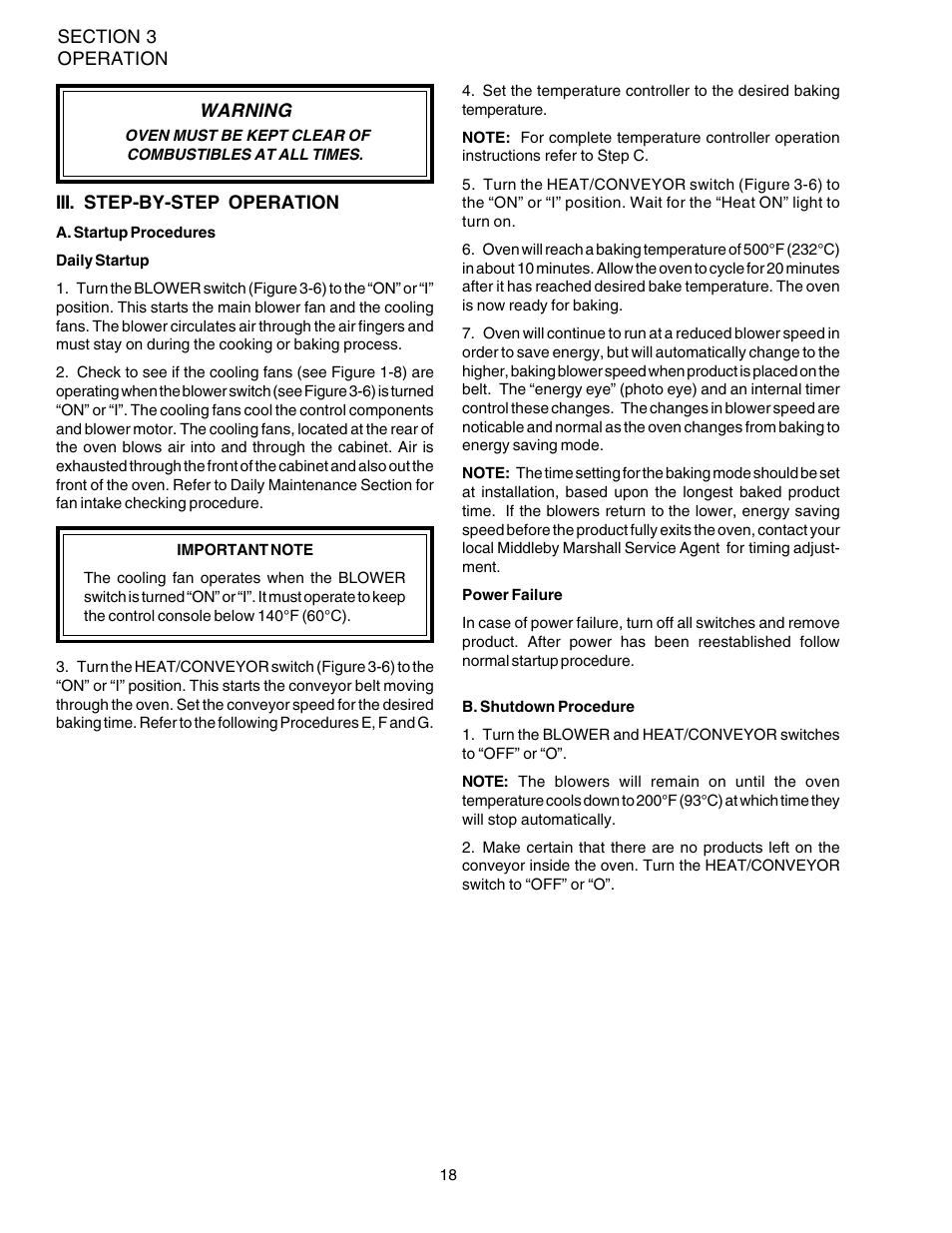 Warning | Middleby Marshall Ovens PS724E User Manual | Page 22 / 48