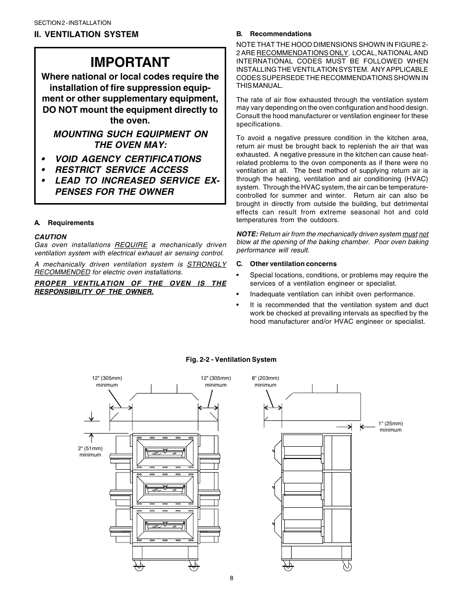 Important, English | Middleby Marshall Gas Ovens PS53GS Gas User Manual | Page 8 / 44