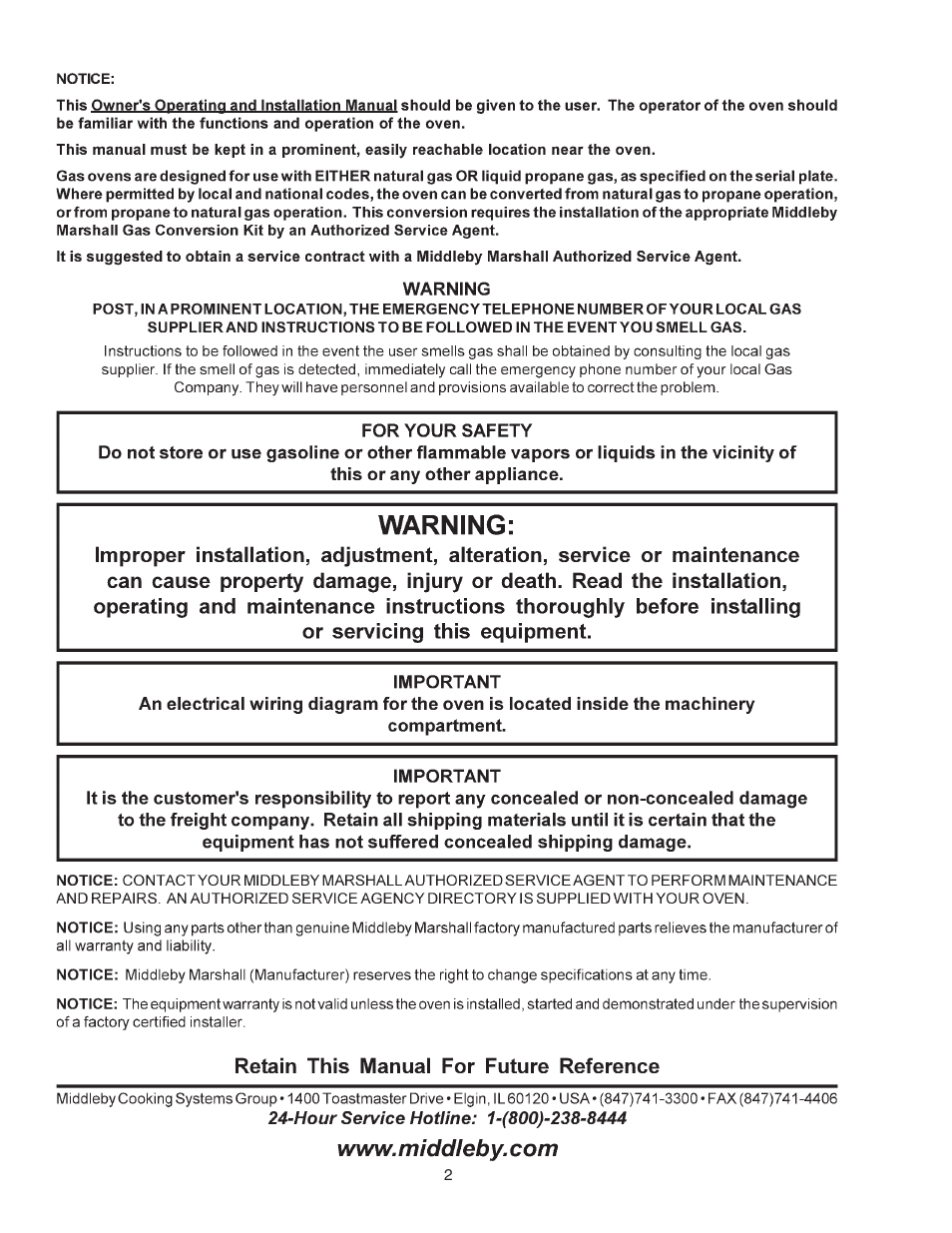Middleby Marshall PS670 User Manual | Page 2 / 24