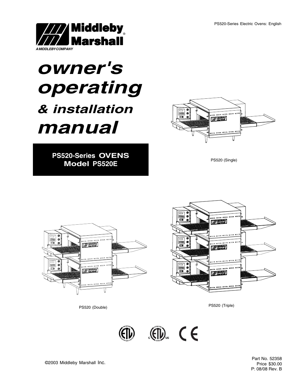 Middleby Marshall PS520 User Manual | 60 pages