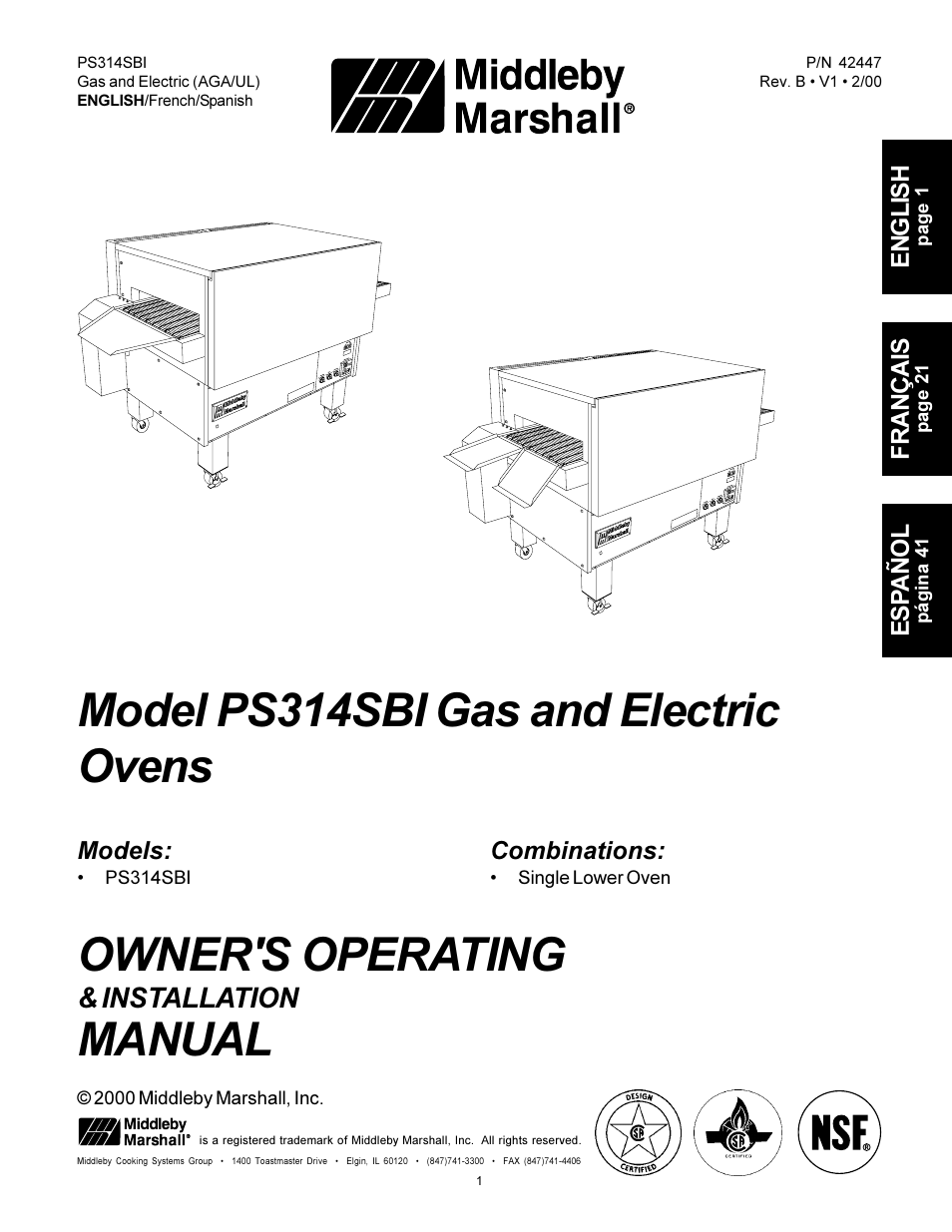 Middleby Marshall PS314SBI User Manual | 20 pages