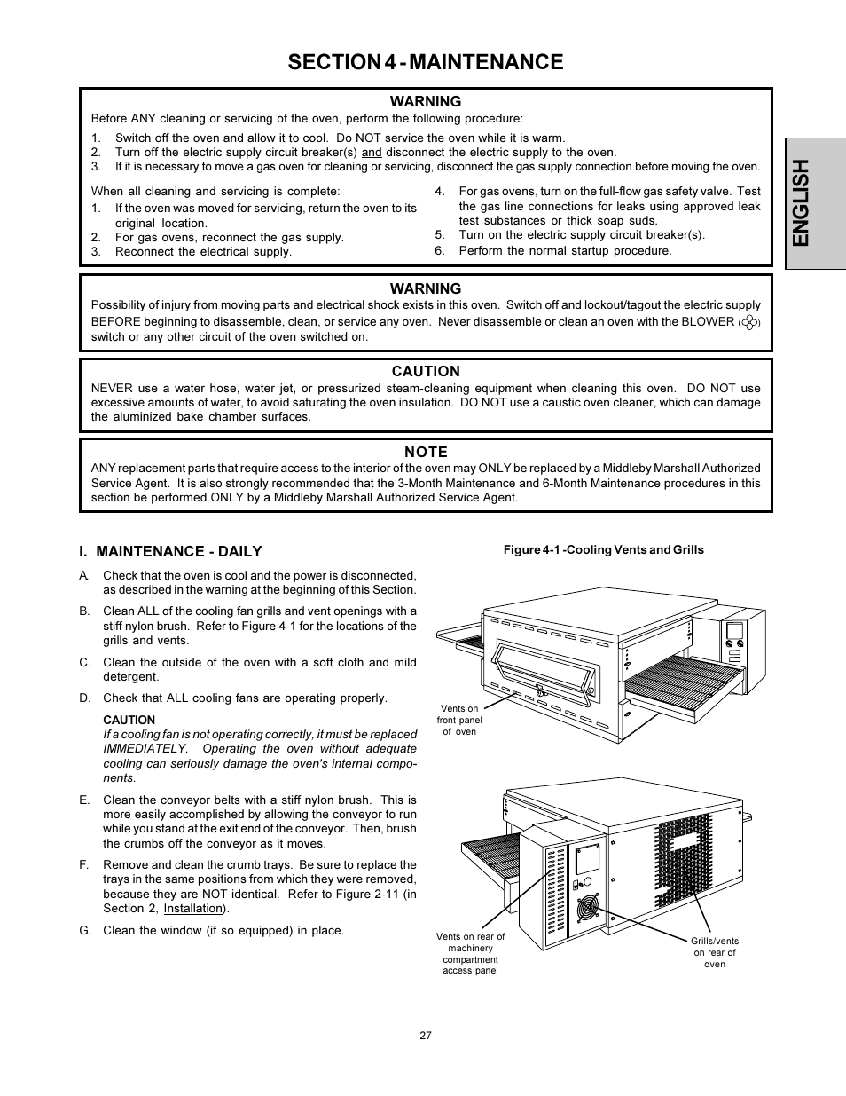 English | Middleby Marshall Model PS536 User Manual | Page 27 / 34