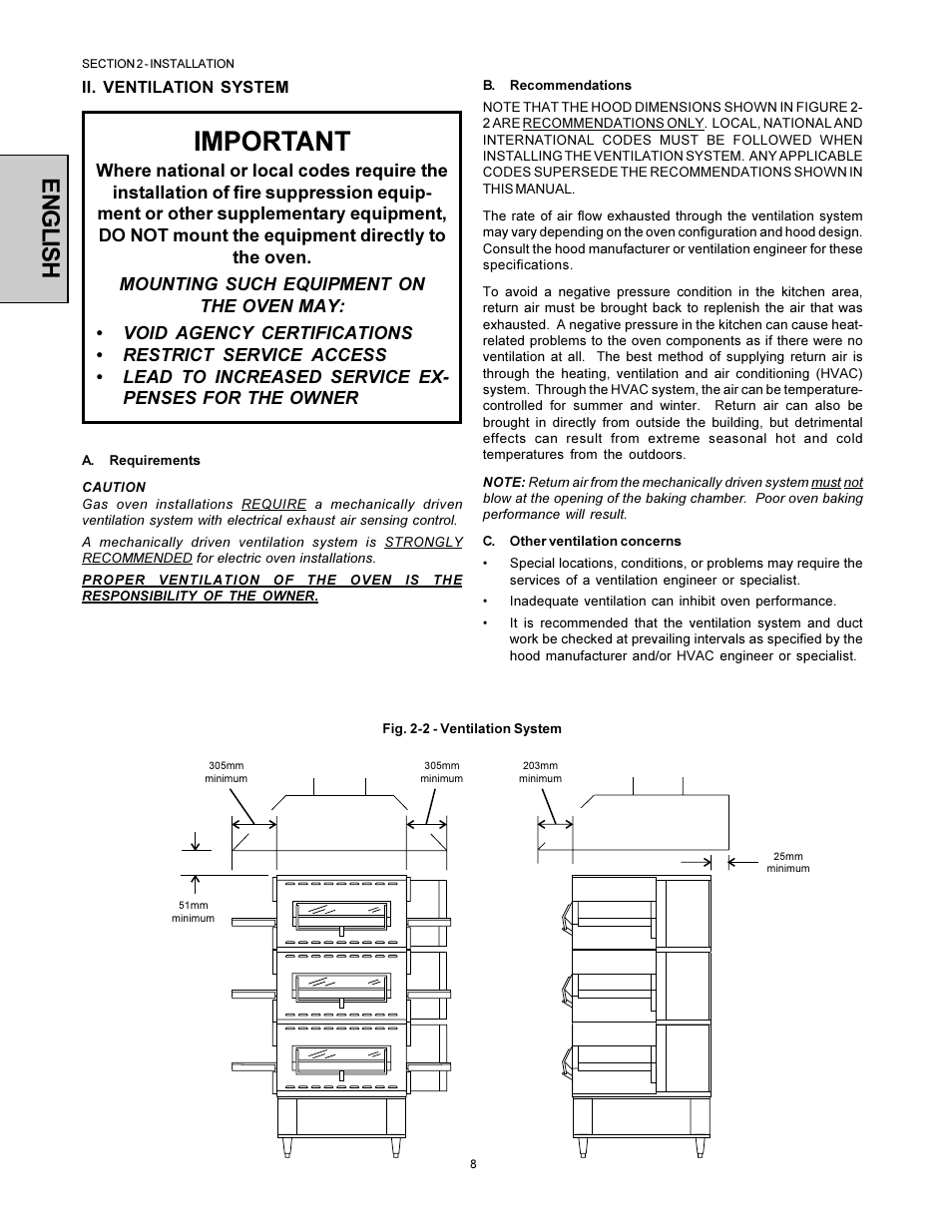 Important, English | Middleby Marshall Model PS536 User Manual | Page 8 / 34