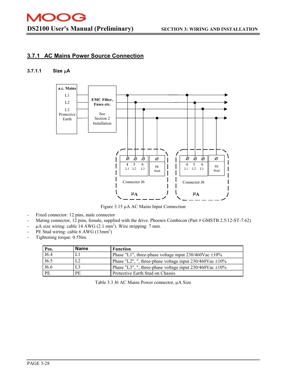 Ds2100 user's manual (preliminary), 1 ac mains power source connection | Moog DS2100 User Manual | Page 34 / 81