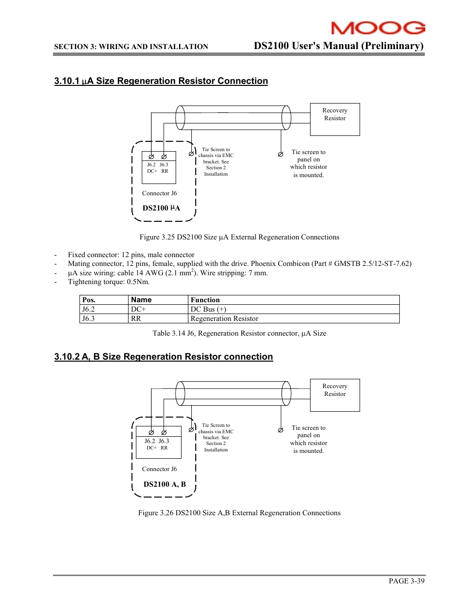 Ds2100 user's manual (preliminary), 1 m a size regeneration resistor connection, 2 a, b size regeneration resistor connection | Moog DS2100 User Manual | Page 45 / 81