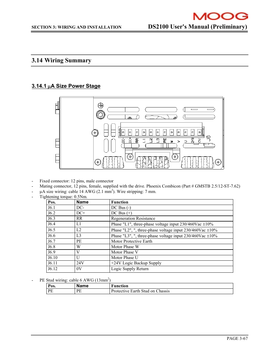 Wiring summary, Ds2100 user's manual (preliminary), 14 wiring summary | Moog DS2100 User Manual | Page 73 / 81