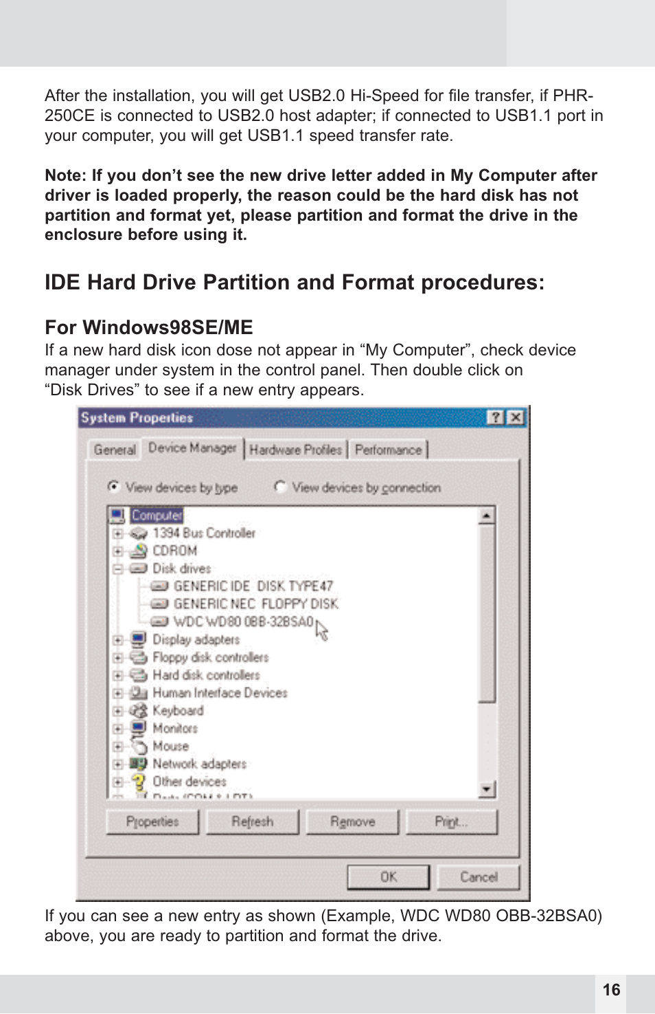 Ide hard drive partition and format procedures | Macally PHR-250CE User Manual | Page 16 / 22