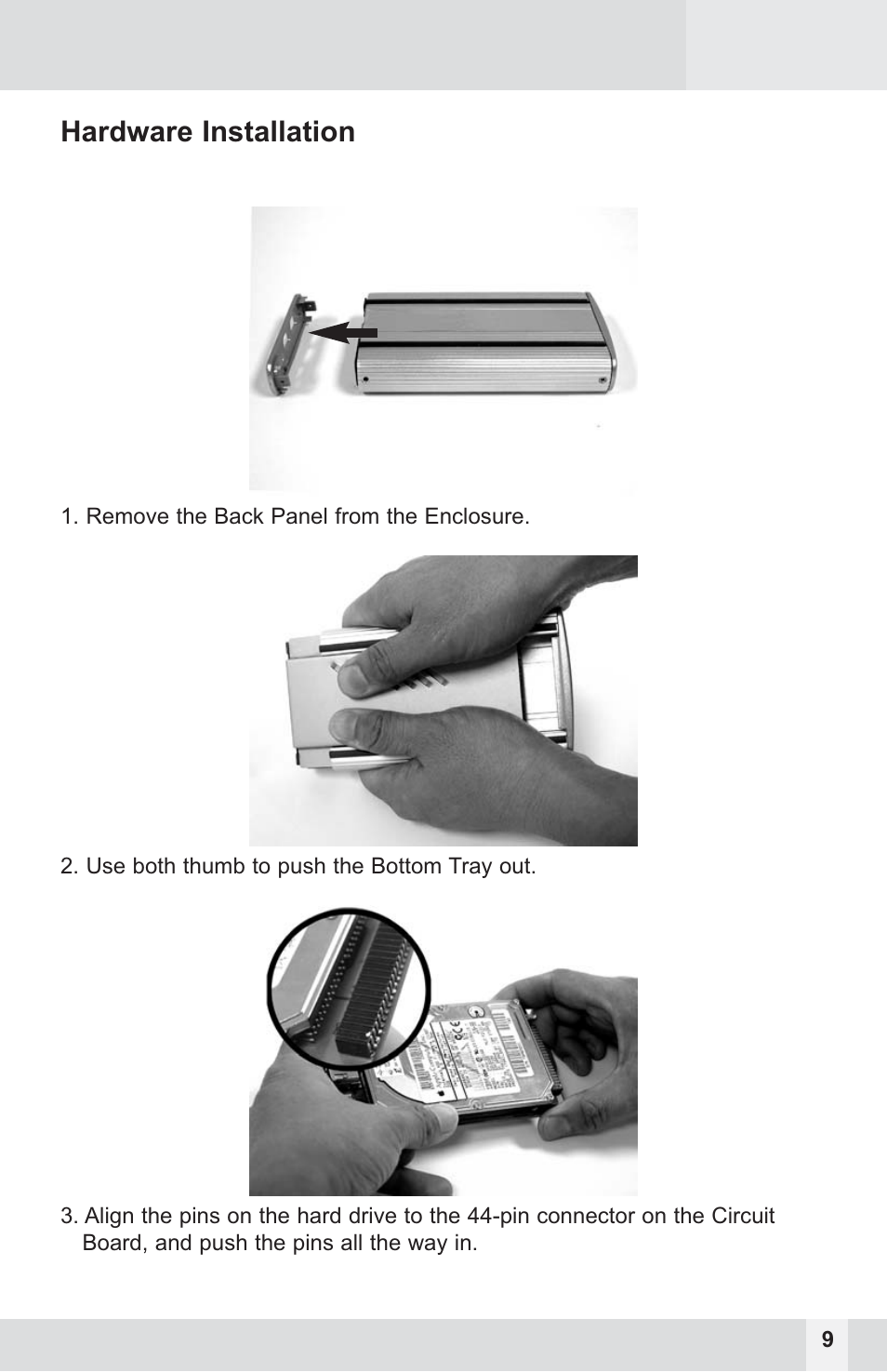 Hardware installation | Macally PHR-250CE User Manual | Page 9 / 22