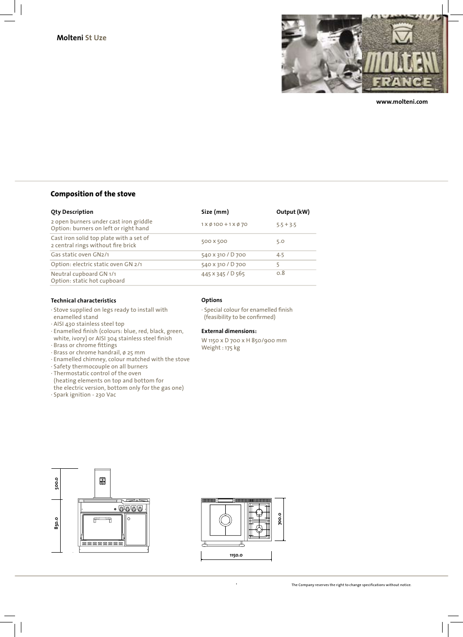 Composition of the stove, Molteni st uze | Molteni Saint Uze User Manual | Page 2 / 2