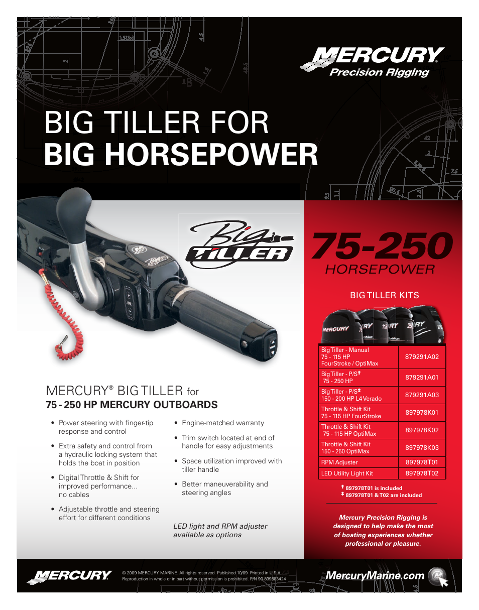 Big tiller for big horsepower, Mercury, Big tiller | Horsepower | Mercury Marine BIGTILLER User Manual | Page 2 / 2