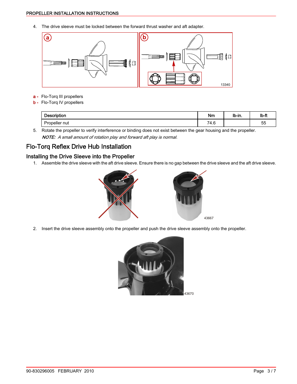 Flo-torq reflex drive hub installation, Flo‑torq reflex drive hub installation | Mercury Marine 90-830296005 User Manual | Page 3 / 7
