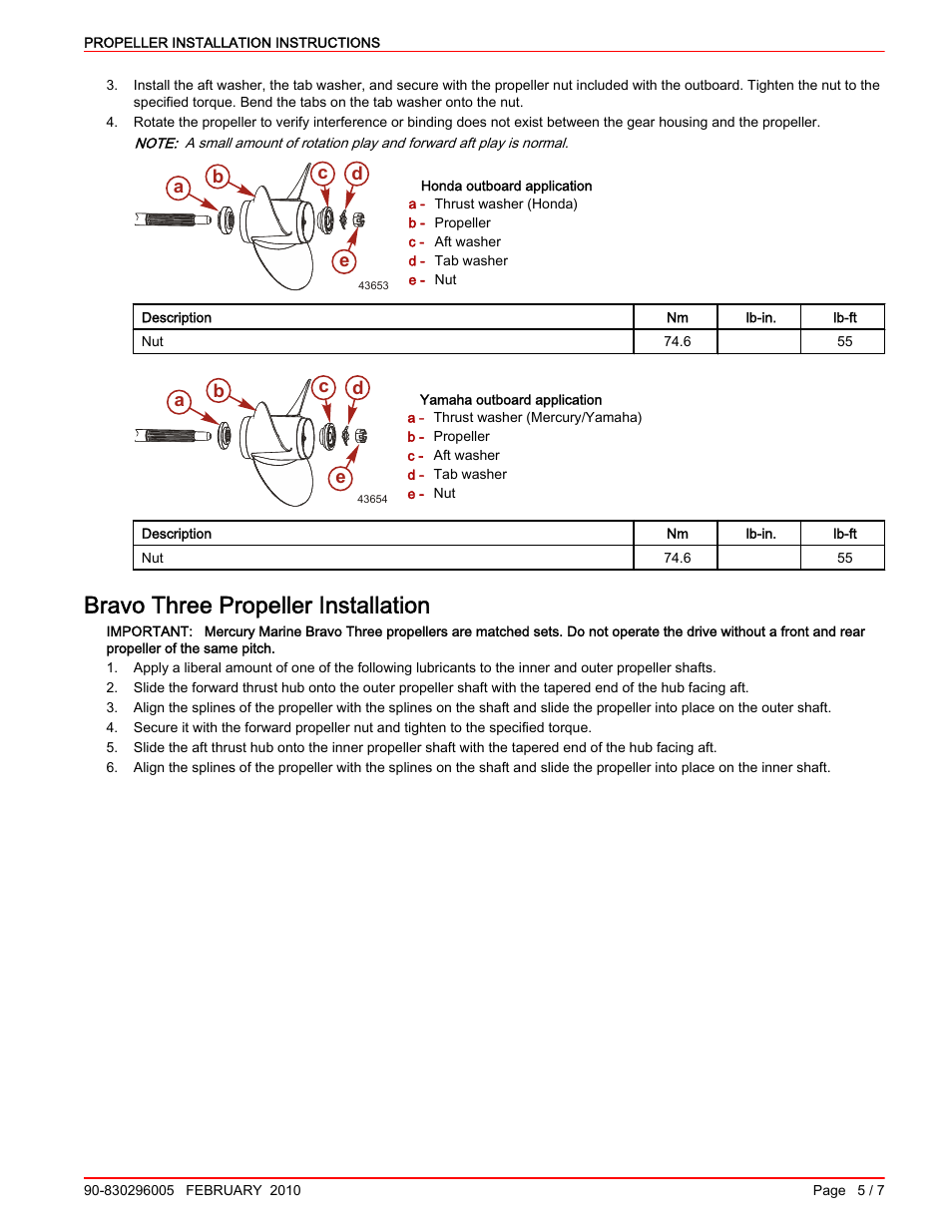 Bravo three propeller installation | Mercury Marine 90-830296005 User Manual | Page 5 / 7