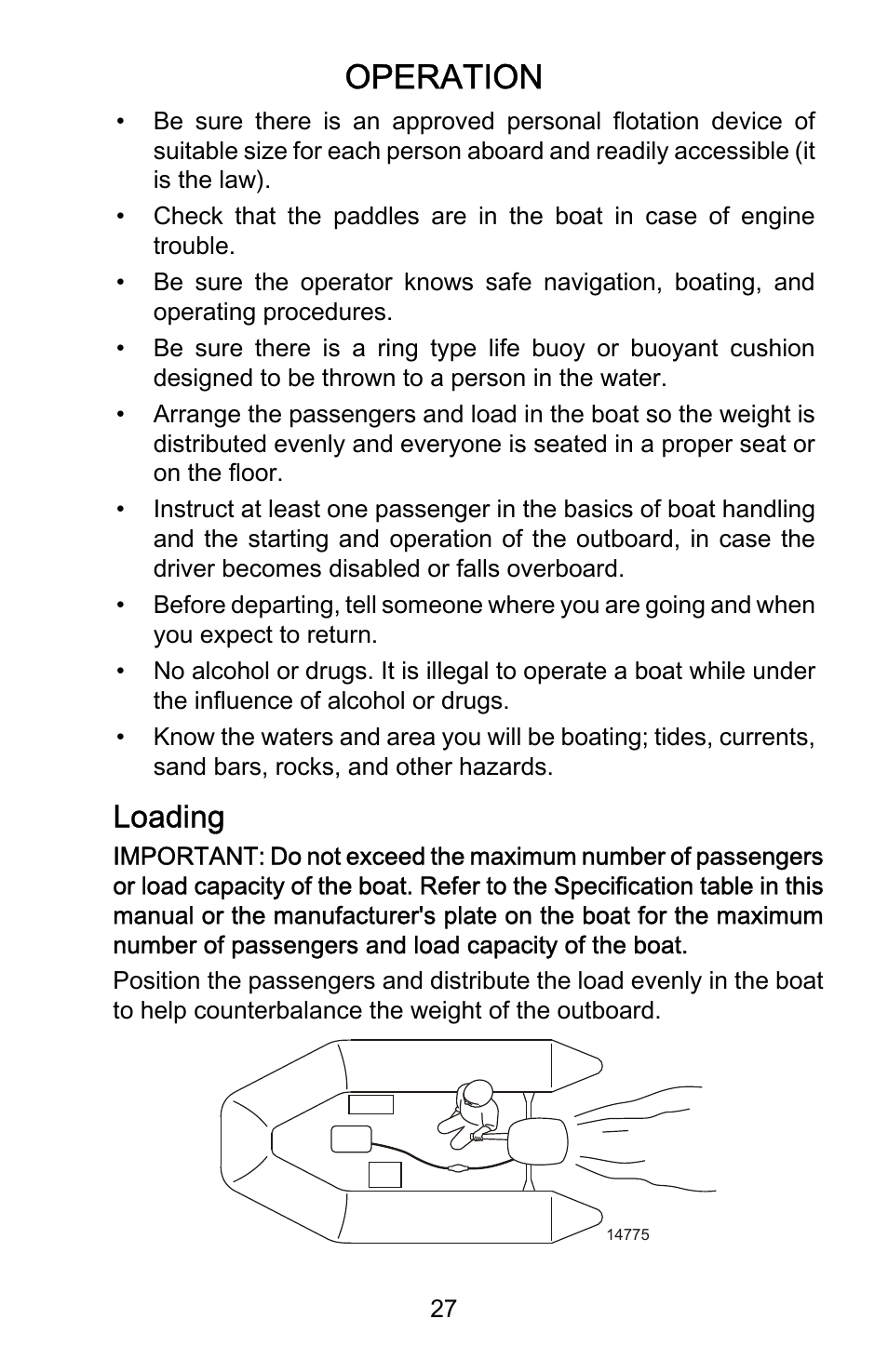 Loading, Operation | Mercury Marine AirDeck 899194001 User Manual | Page 31 / 40