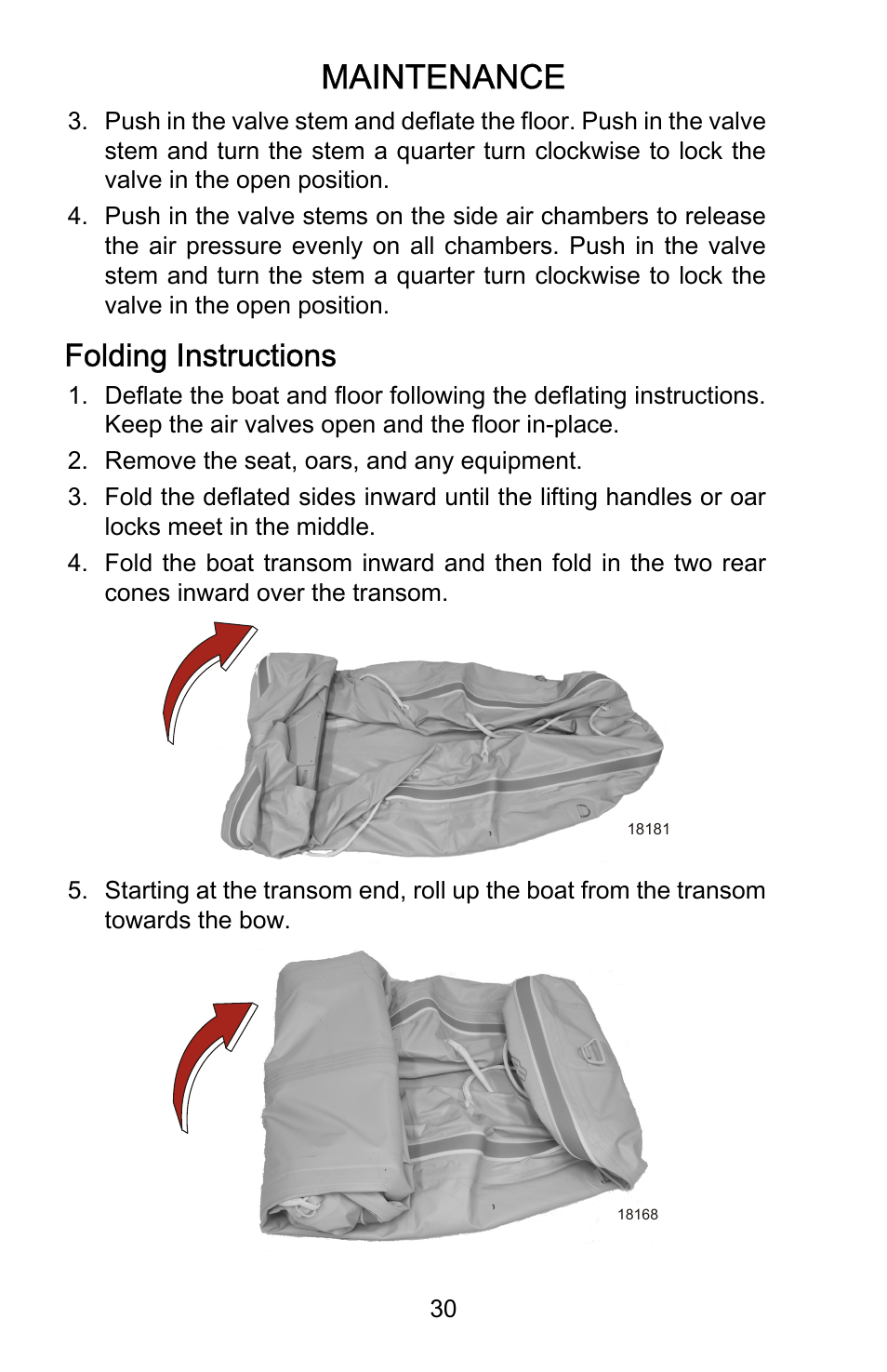 Folding instructions, Maintenance | Mercury Marine AirDeck 899194001 User Manual | Page 34 / 40