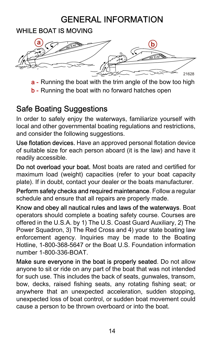 Safe boating suggestions, General information | Mercury Marine Sport 899183001 User Manual | Page 18 / 42
