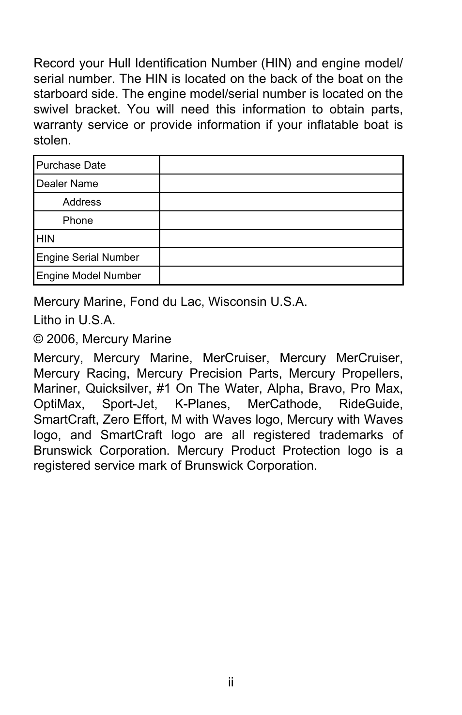 Mercury Marine Sport 899183001 User Manual | Page 2 / 42