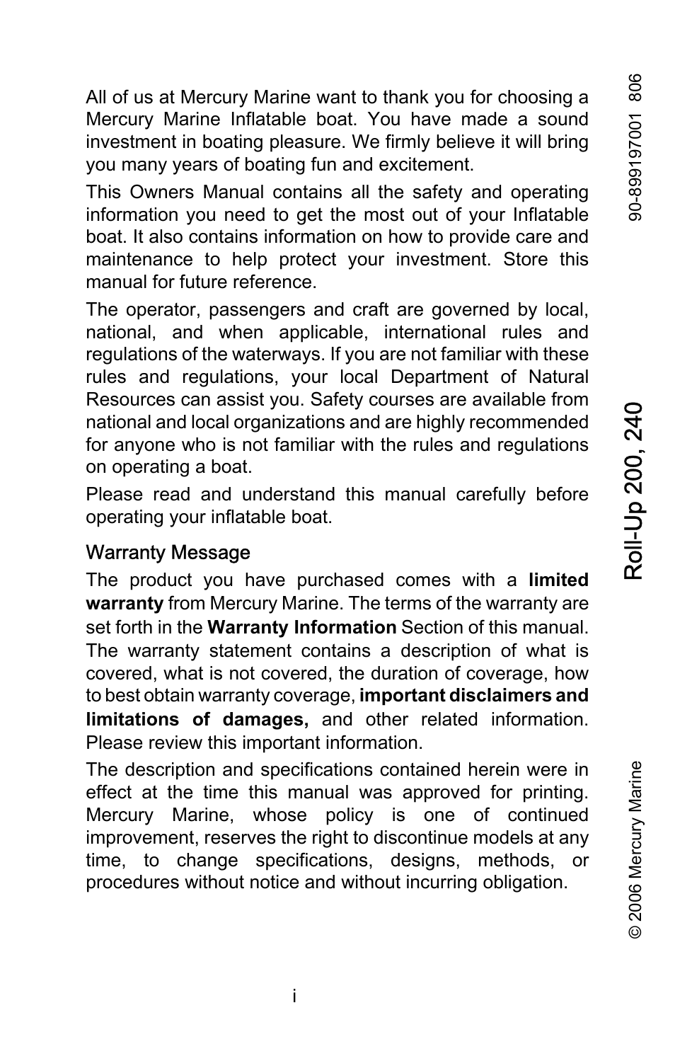 Mercury Marine Roll Up 899197001 User Manual | 37 pages