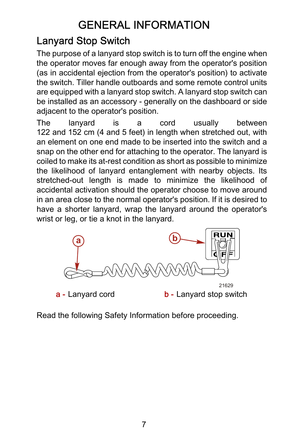 Lanyard stop switch, General information | Mercury Marine Roll Up 899197001 User Manual | Page 11 / 37