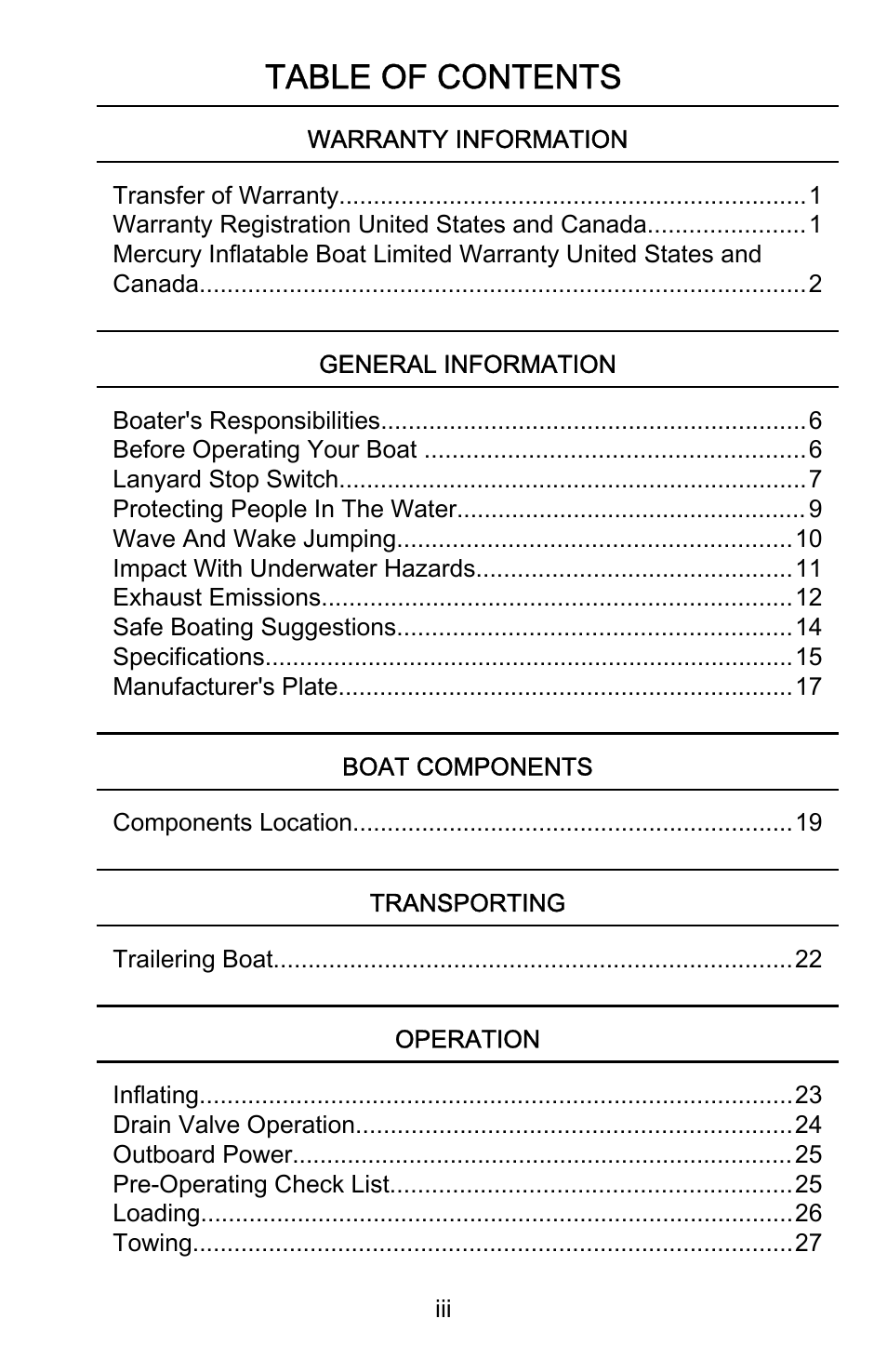 Mercury Marine Roll Up 899197001 User Manual | Page 3 / 37