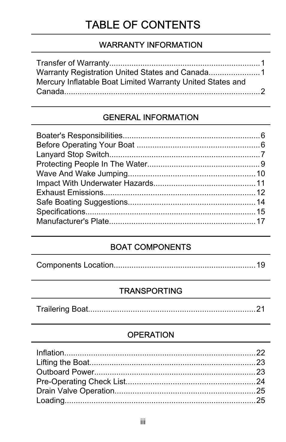 Mercury Marine Dynamic 899337001 User Manual | Page 3 / 37