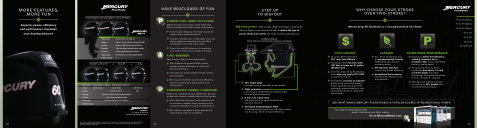 Big-time power, Cost savings cleaner fourstroke performance | Mercury Marine 90-850416009 User Manual | Page 12 / 19