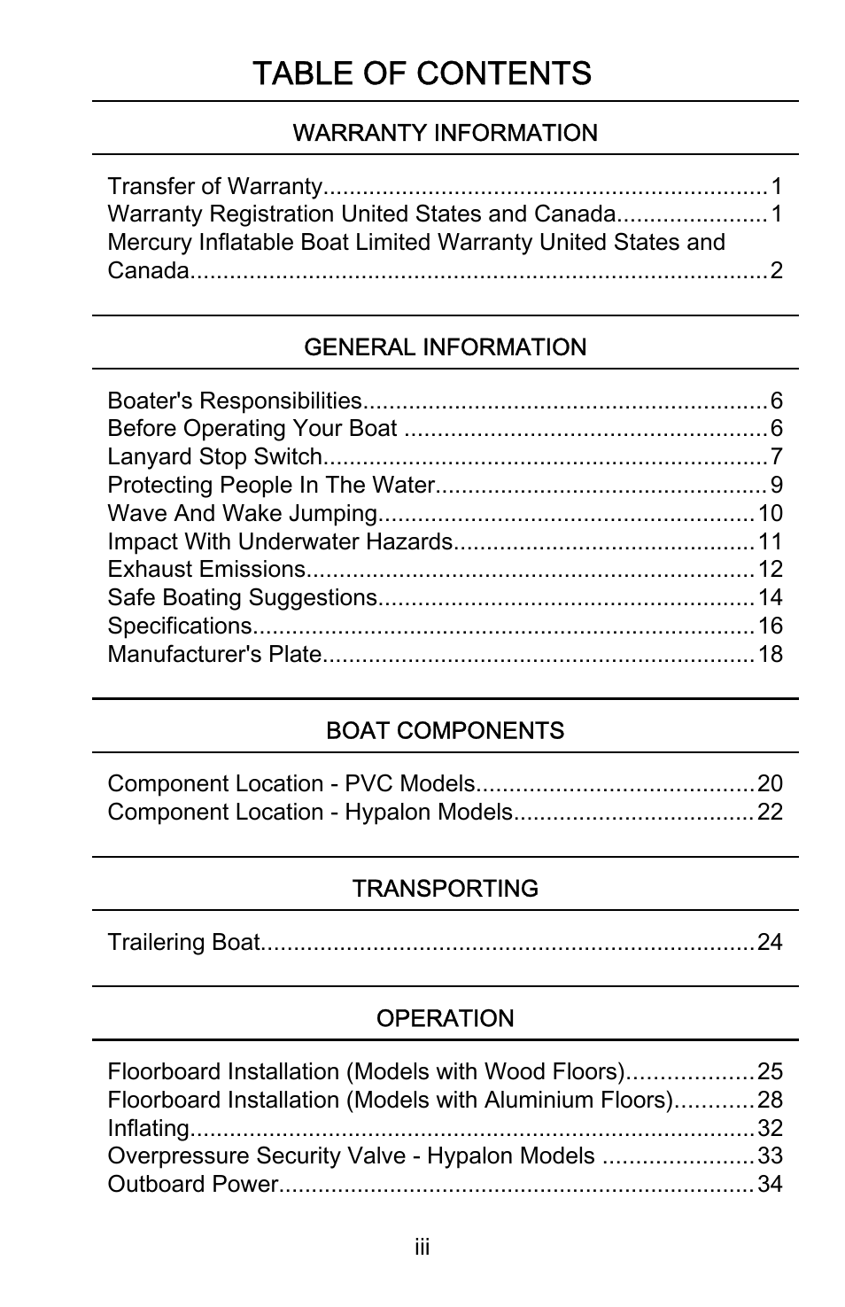 Mercury Marine Heavy Duty 899846001 User Manual | Page 3 / 50