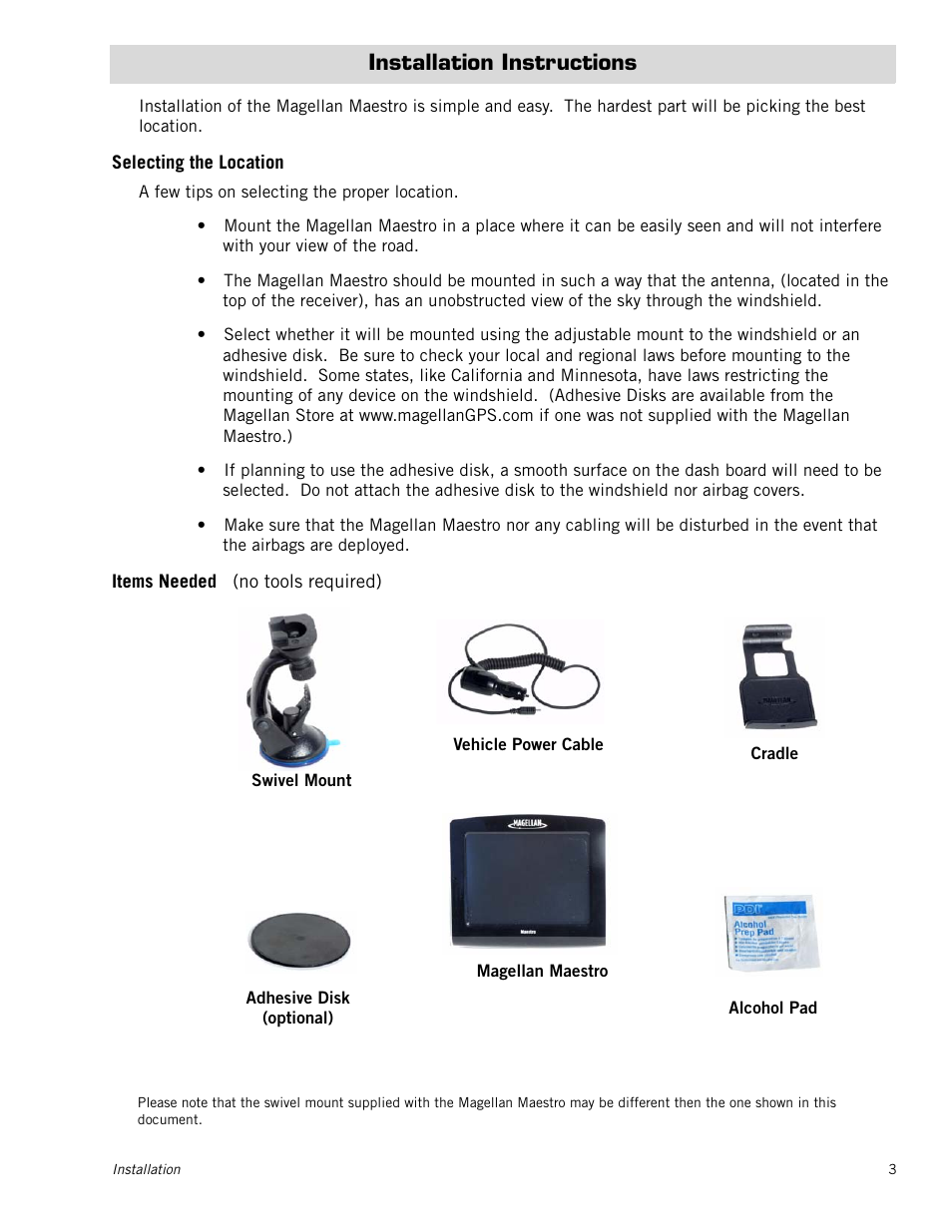 Installation instructions | Magellan Maestro 3200 User Manual | Page 11 / 60