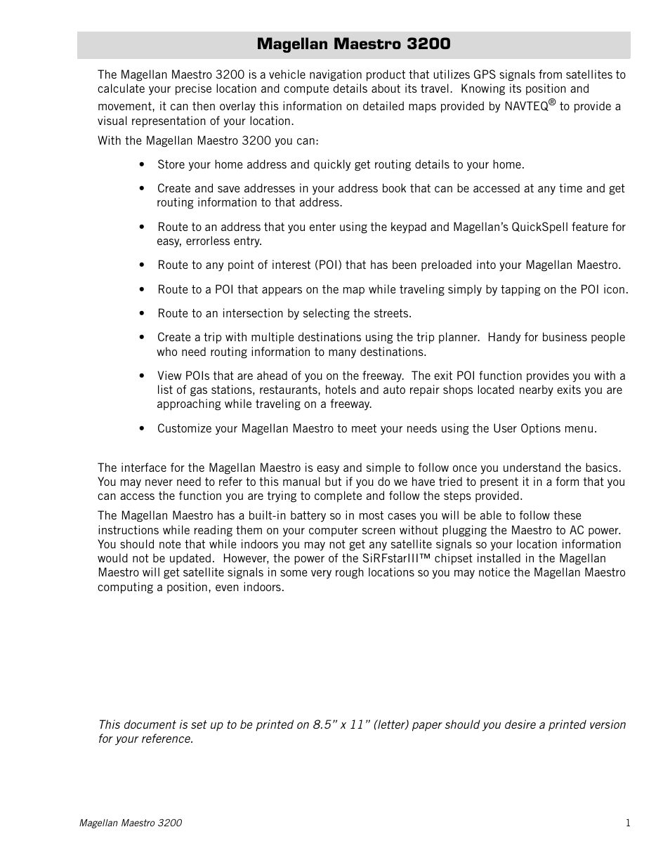 Magellan maestro 3200 | Magellan Maestro 3200 User Manual | Page 9 / 60