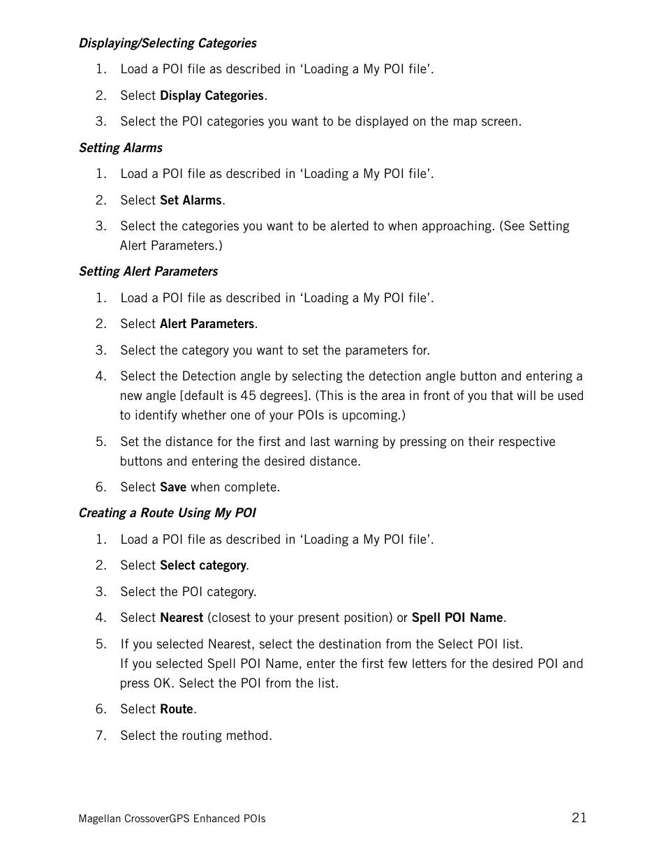 Displaying/selecting categories | Magellan CrossoverGPS 980890-05 User Manual | Page 33 / 80