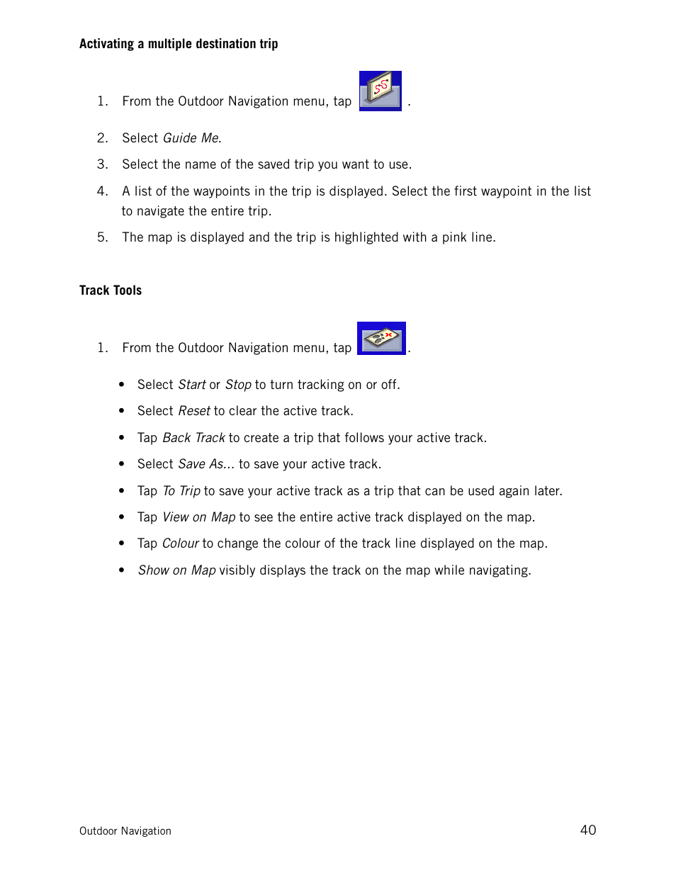 Activating a multiple destination trip, Track tools, Activating a multiple destination trip track tools | Magellan CrossoverGPS 980890-05 User Manual | Page 54 / 80