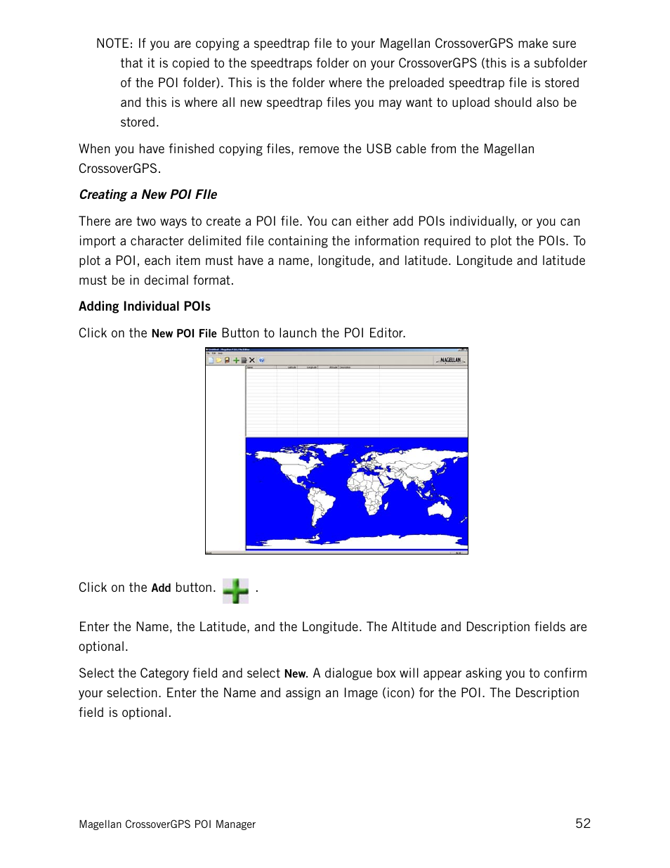 Creating a new poi file adding individual pois | Magellan CrossoverGPS 980890-05 User Manual | Page 68 / 80