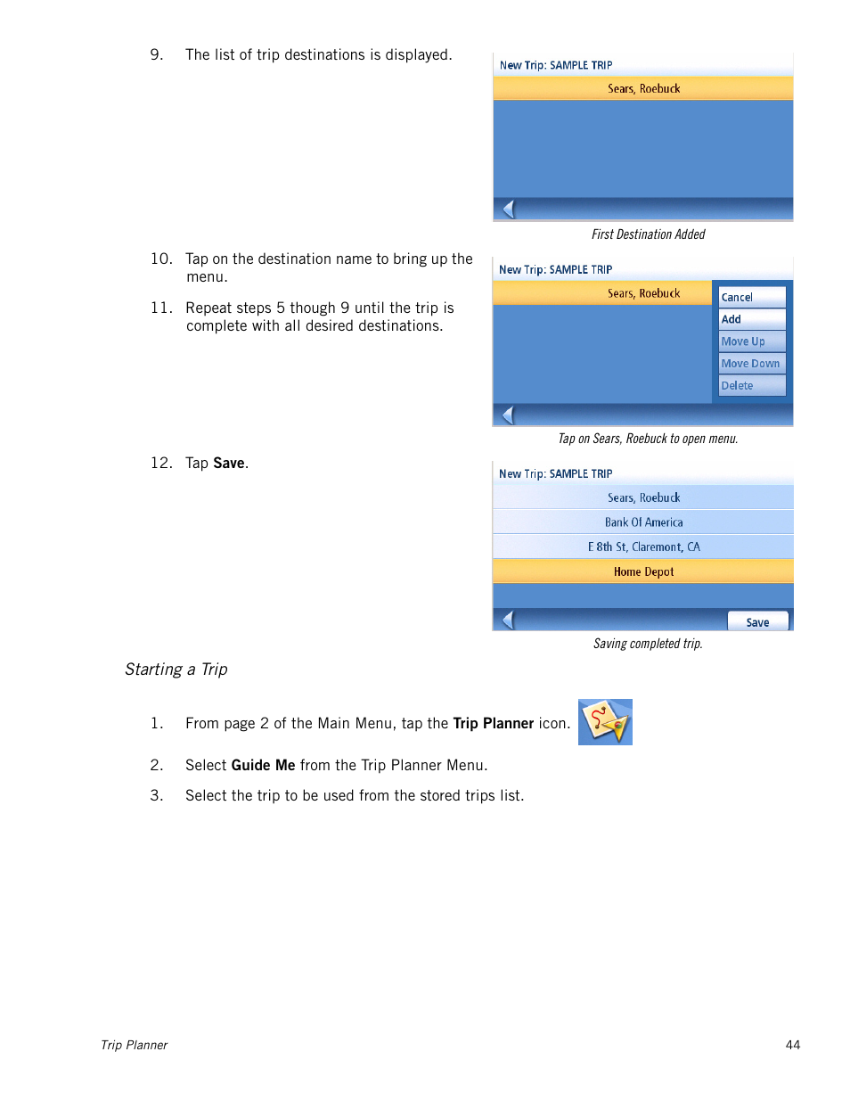 Starting a trip | Magellan Maestro 4040 User Manual | Page 54 / 75
