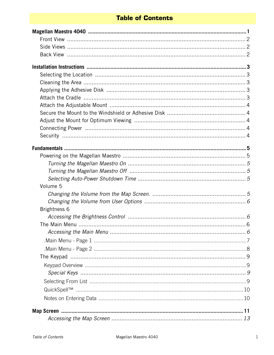 Magellan Maestro 4040 User Manual | Page 6 / 75