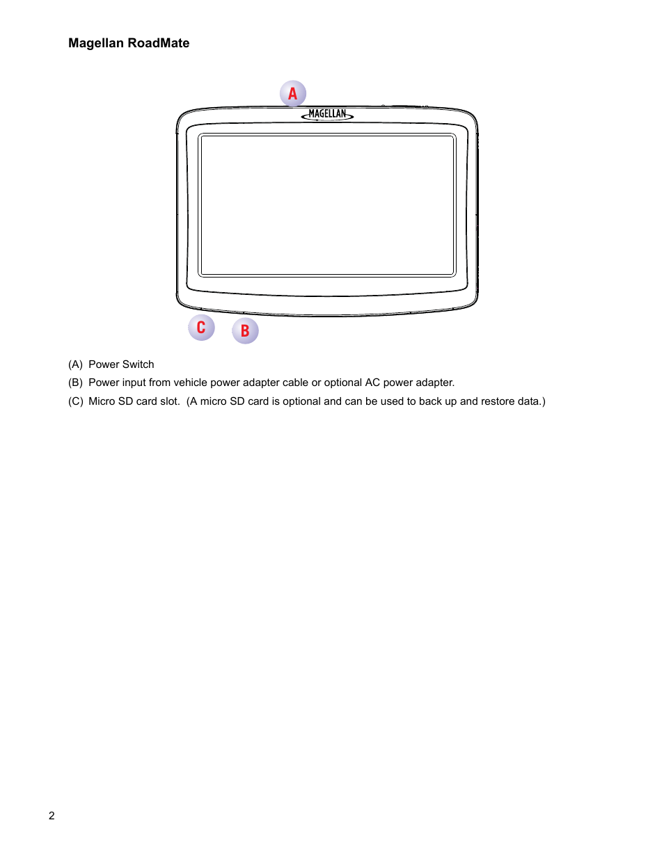 Magellan roadmate, Ab c | Magellan ROADMATE 5045 User Manual | Page 11 / 42