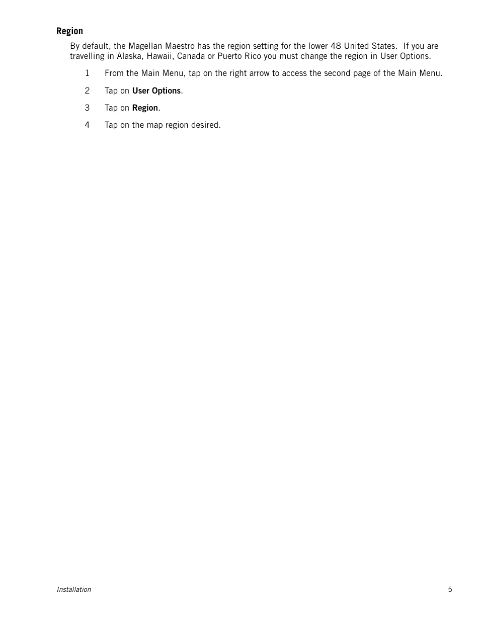 Region | Magellan MAESTRO 3210 User Manual | Page 14 / 68