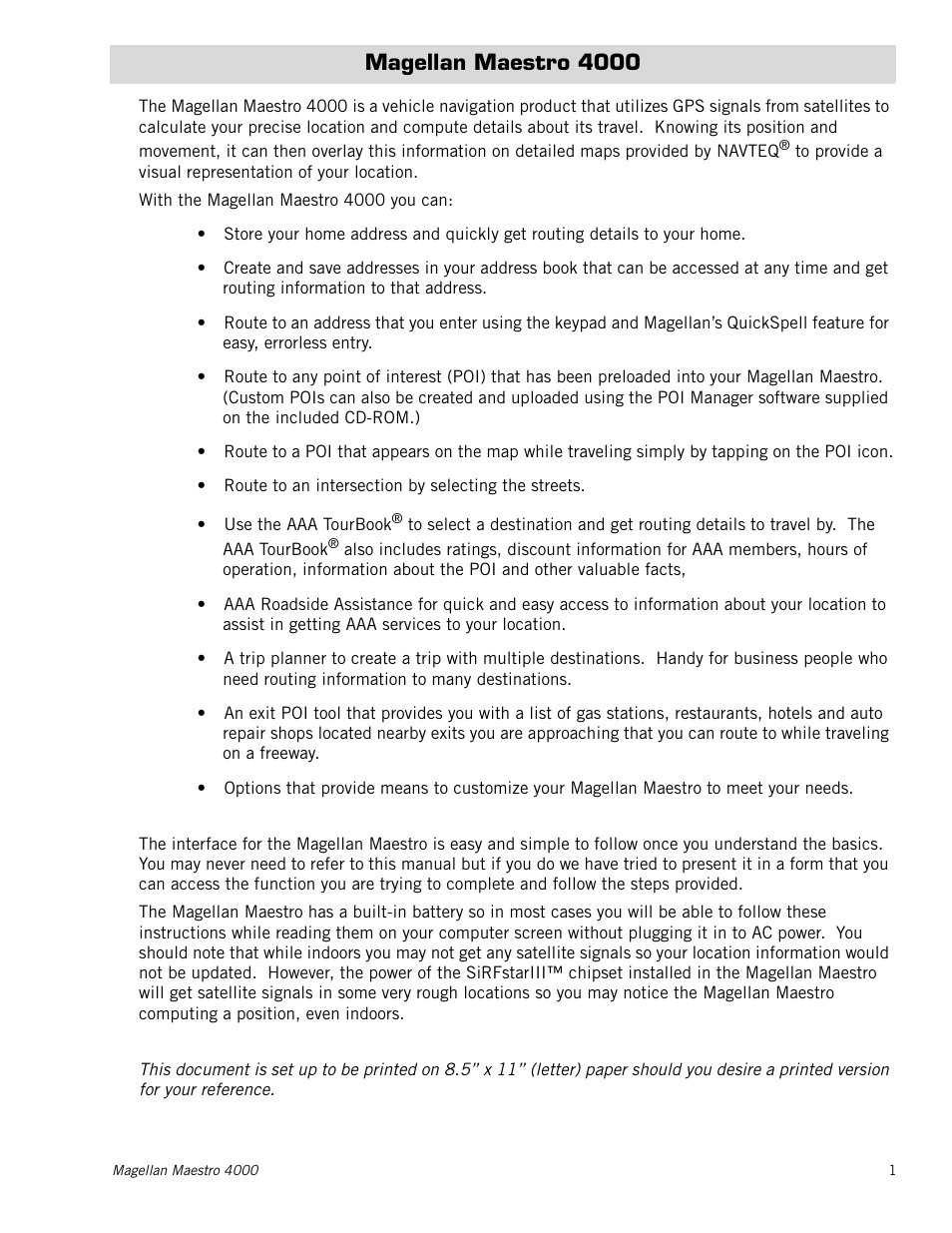 Magellan maestro 4000 | Magellan Maestro 4000 User Manual | Page 11 / 71